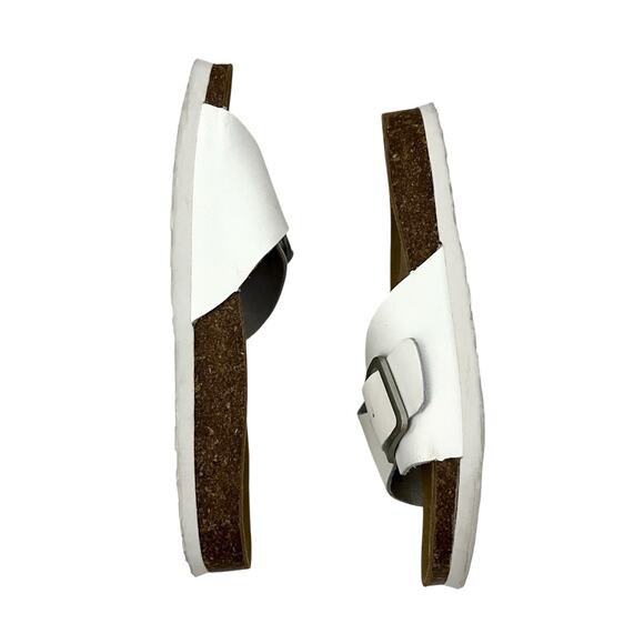 Project clouds Ibiza Sandals Leather Slides White Comfort Coastal Grandma shoes - Picture 7 of 8